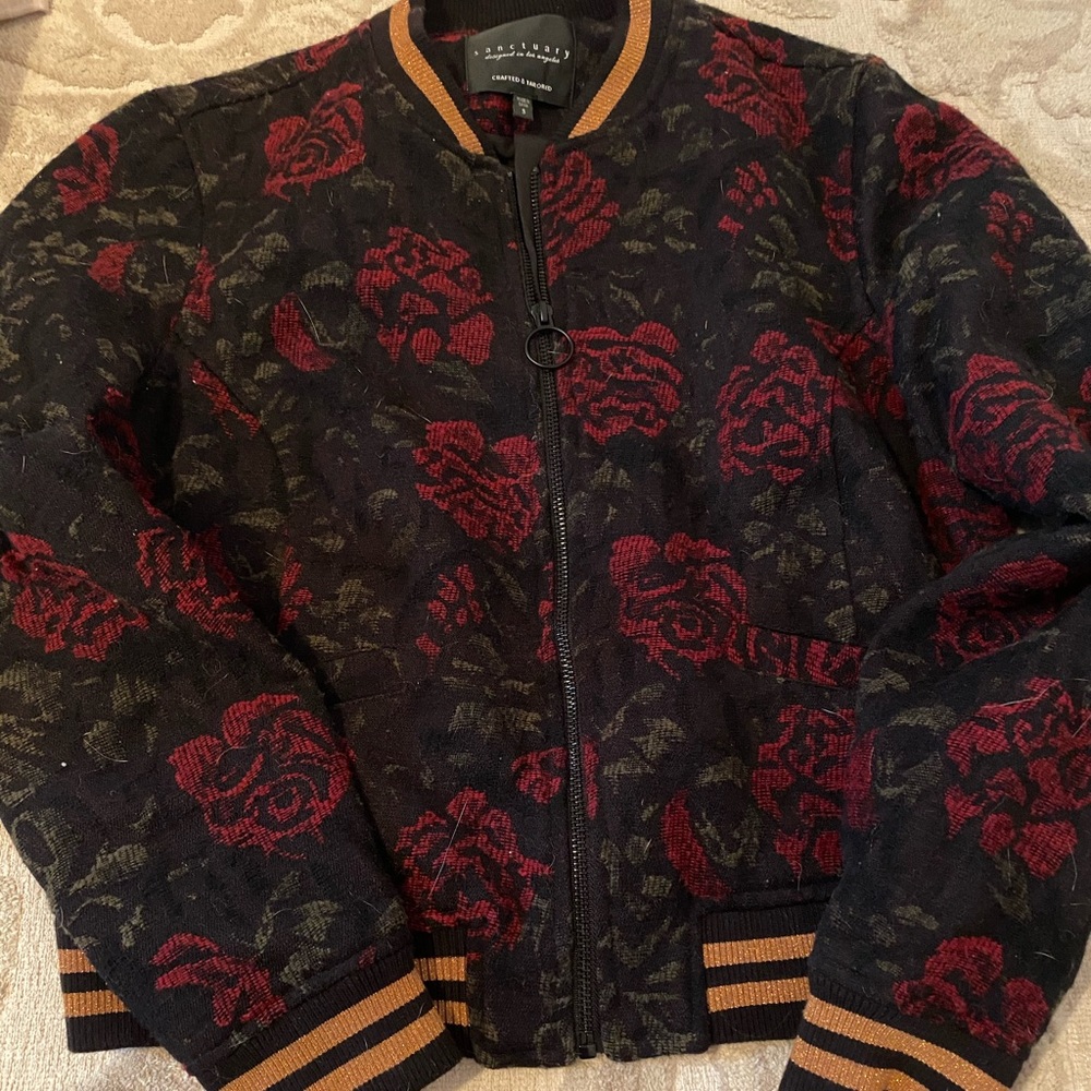 Sanctuary Embroidered Rose Bomber Jacket